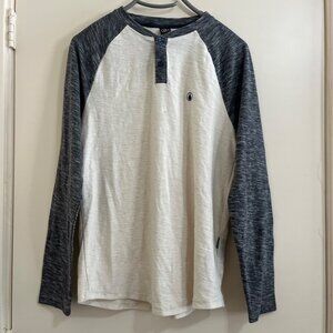 Volcom Henley Color Block Shirt Sz L Surf Skate Sporty Casual Streetwear Comfort